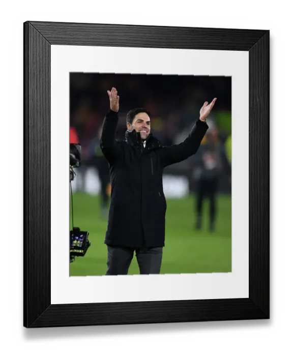Framed Print : Mikel Arteta Reacts After Arsenal's Win Against Brentford in 2023-24 Premier League