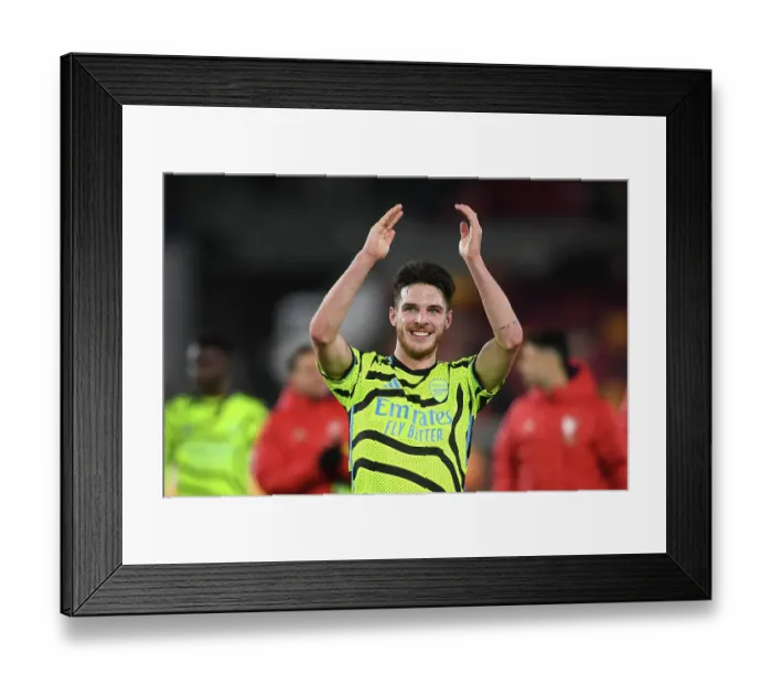 Framed Print : Arsenal's Victory at Brentford: Declan Rice Celebrates with Fans (2023-24) Framed Print : Arsenal's Victory at Brentford: Declan Rice Celebrates with Fans (2023-24)