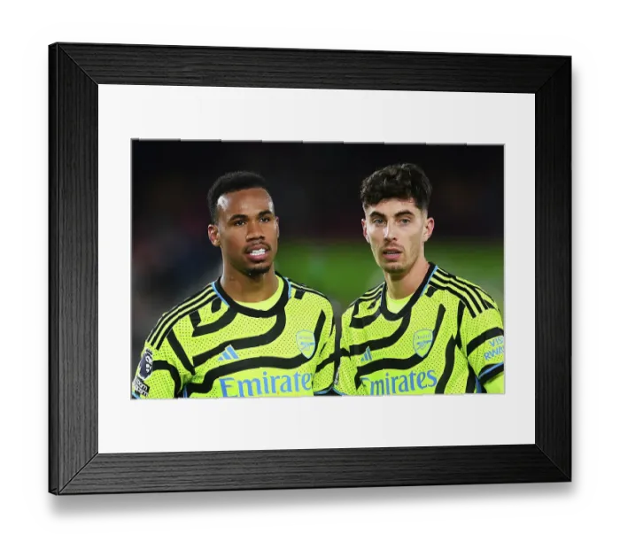Framed Print : Gabriel and Havertz: Brentford's Victory Over Arsenal in the 2023-24 Premier League
