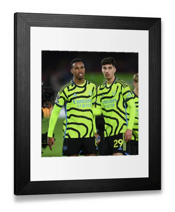 Framed Print : Gabriel Magalhaes and Kai Havertz Clash After Brentford vs Arsenal Premier League Match, 2023-24