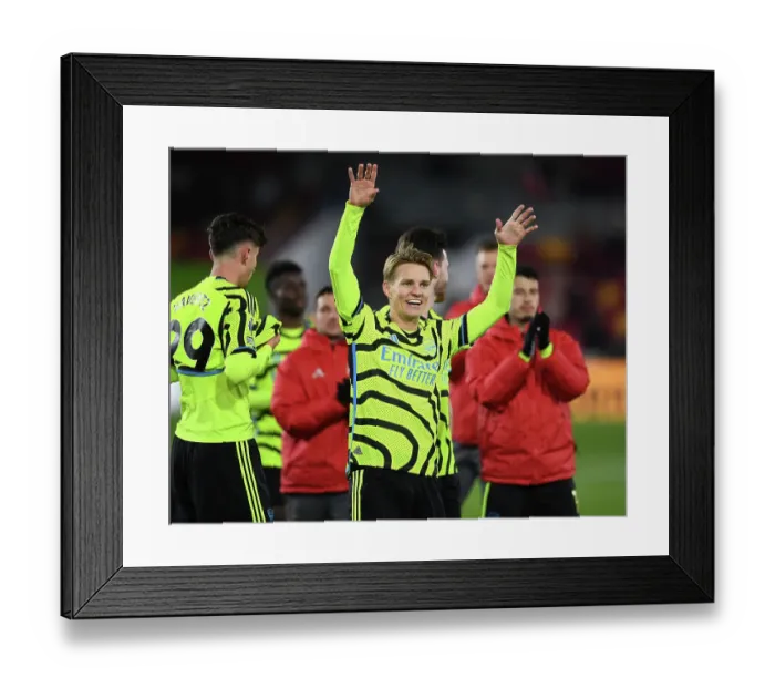 Framed Print : Martin Odegaard's Thrilling Celebration: Arsenal Secures Victory Over Brentford in the Premier League Framed Print : Martin Odegaard's Thrilling Celebration: Arsenal Secures Victory Over Brentford in the Premier League
