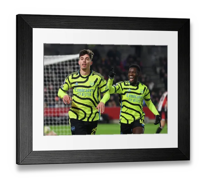 Framed Print : Havertz and Nketiah Unite: Arsenal's First Goal vs. Brentford in 2023-24 Premier League Framed Print : Havertz and Nketiah Unite: Arsenal's First Goal vs. Brentford in 2023-24 Premier League