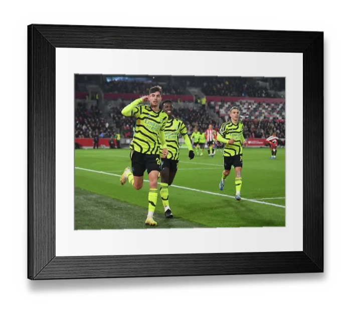 Framed Print : Havertz Scores First Arsenal Goal: Arsenal Take Early Lead Against Brentford (Premier League 2023-24)