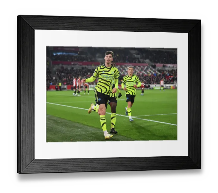 Framed Print : Havertz Scores First Arsenal Goal: Arsenal Takes Early Lead Over Brentford in 2023-24 Premier League