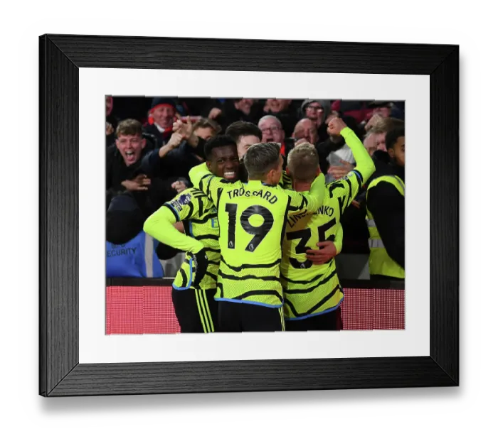 Framed Print : Arsenal's Eddie Nketiah Celebrates Goal Against Brentford in 2023-24 Premier League