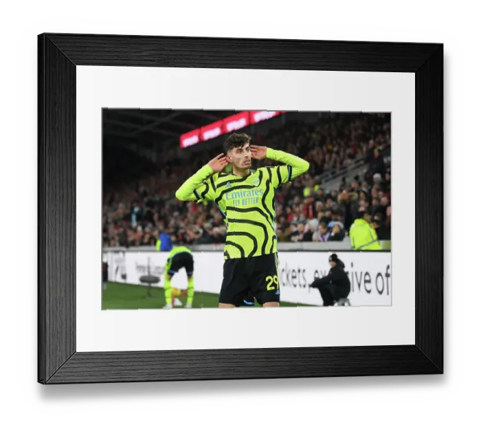 Framed Print : Arsenal's Kai Havertz Scores First Goal: Brentford vs Arsenal, Premier League 2023-24