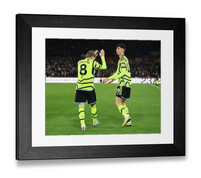 Framed Print : Havertz and Odegaard in Euphoric Sync: Arsenal's Thrilling Goal vs Brentford, 2023-24 Premier League Framed Print : Havertz and Odegaard in Euphoric Sync: Arsenal's Thrilling Goal vs Brentford, 2023-24 Premier League