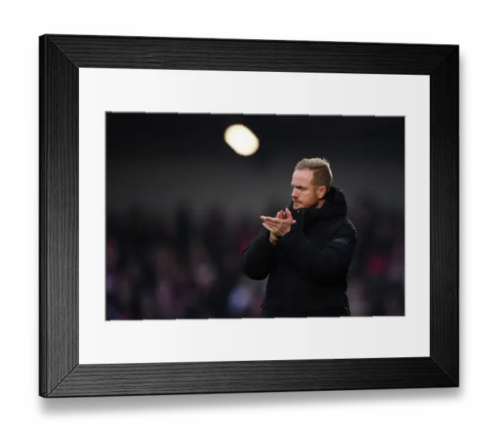 Framed Print : Arsenal FC vs. West Ham United: Jonas Eidevall's Reaction in the Barclays Women's Super League Match (2023-24)
