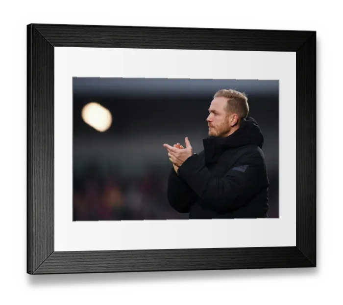 Framed Print : Jonas Eidevall's Reaction: Arsenal FC vs. West Ham United in the Barclays Women's Super League (2023-24)