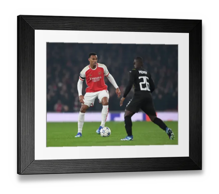 Framed Print : Gabriel Magalhaes in Action: Arsenal's Defensive Masterclass vs. RC Lens, 2023-24 UEFA Champions League Framed Print : Gabriel Magalhaes in Action: Arsenal's Defensive Masterclass vs. RC Lens, 2023-24 UEFA Champions League