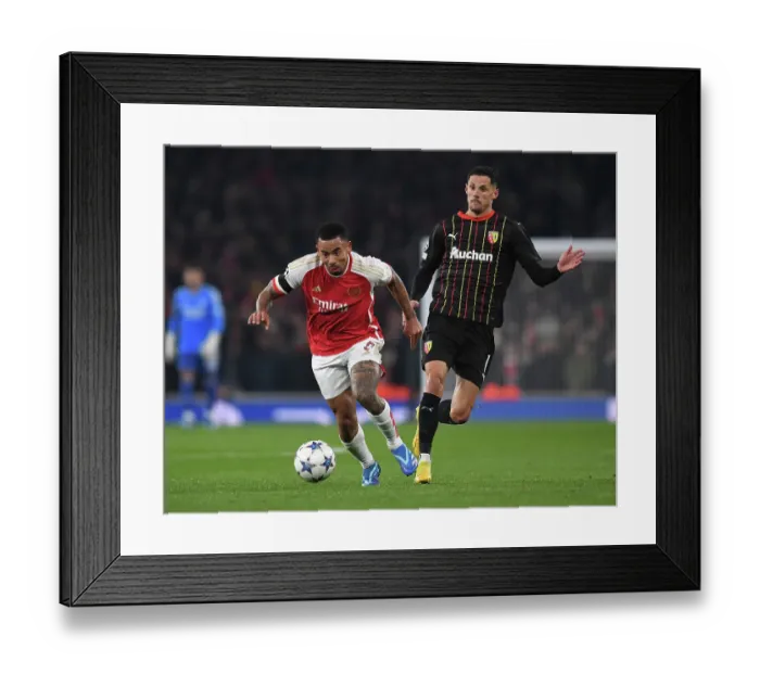 Framed Print : Clash of Stars: Gabriel Jesus vs Florian Sotocco in the 2023-24 UEFA Champions League Framed Print : Clash of Stars: Gabriel Jesus vs Florian Sotocco in the 2023-24 UEFA Champions League
