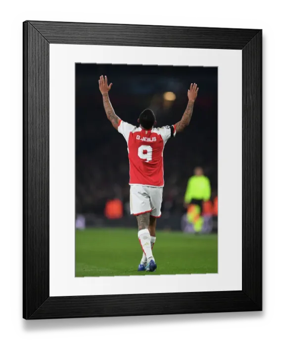 Framed Print : Arsenal's Gabriel Jesus Scores Third Goal: Arsenal FC 3-RC Lens (UEFA Champions League 2023 / 24) Framed Print : Arsenal's Gabriel Jesus Scores Third Goal: Arsenal FC 3-RC Lens (UEFA Champions League 2023 / 24)