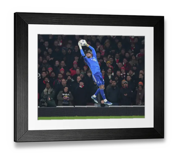 Framed Print : Arsenal FC vs RC Lens: David Raya in Action - UEFA Champions League Group B, 2023 / 24