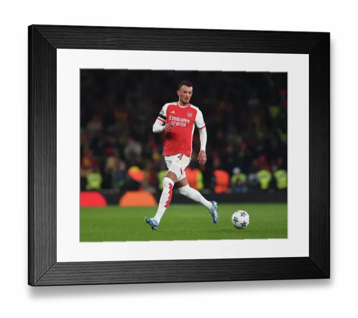 Framed Print : Ben White's Standout Performance: Arsenal Triumphs Over RC Lens in Champions League (2023 / 24)