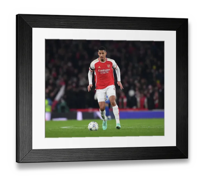 Framed Print : William Saliba's Star Turn: Arsenal's Champions League Victory over RC Lens (2023-24) Framed Print : William Saliba's Star Turn: Arsenal's Champions League Victory over RC Lens (2023-24)