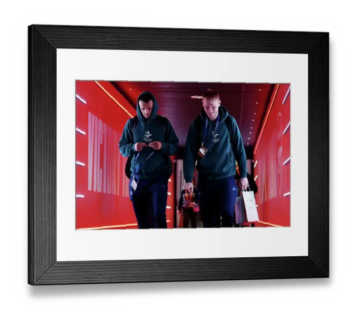 Framed Print : Arsenal's New Signings: Ben White and Aaron Ramsdale Make Their Emirates Debut vs RC Lens, UEFA Champions League 2023 / 24