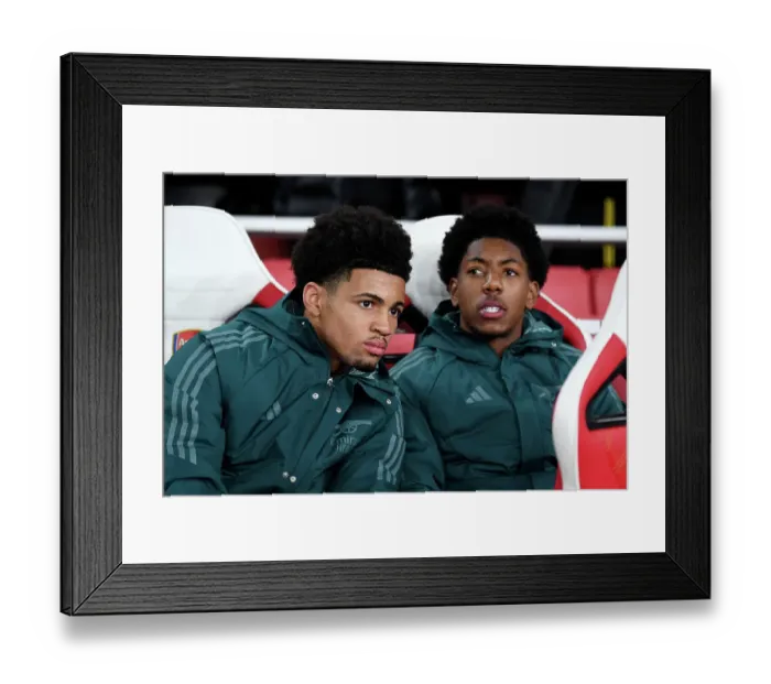 Framed Print : Arsenal FC: Ethan Nwaneri and Myles Lewis-Skelly Ready for Champions League Debut on Arsenal Bench (2023-24) Framed Print : Arsenal FC: Ethan Nwaneri and Myles Lewis-Skelly Ready for Champions League Debut on Arsenal Bench (2023-24)