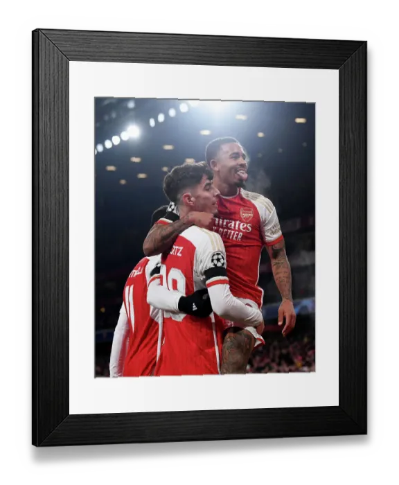 Framed Print : Arsenal's Havertz and Jesus Celebrate First Goal in Champions League Victory over RC Lens (2023-24) Framed Print : Arsenal's Havertz and Jesus Celebrate First Goal in Champions League Victory over RC Lens (2023-24)