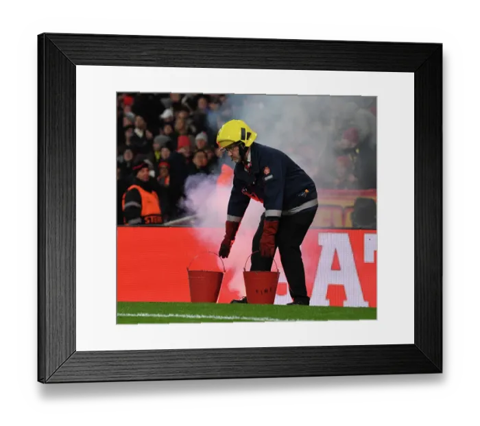 Framed Print : Arsenal FC vs RC Lens: Fire Warden on Duty at Emirates Stadium - UEFA Champions League 2023 / 24