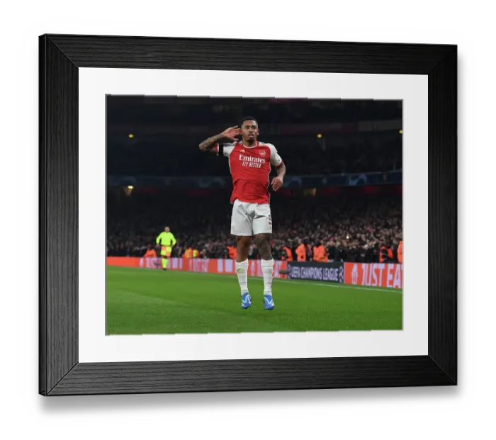 Framed Print : Gabriel Jesus Hat-Trick: Arsenal's Thrilling Champions League Victory over RC Lens (2023 / 24)