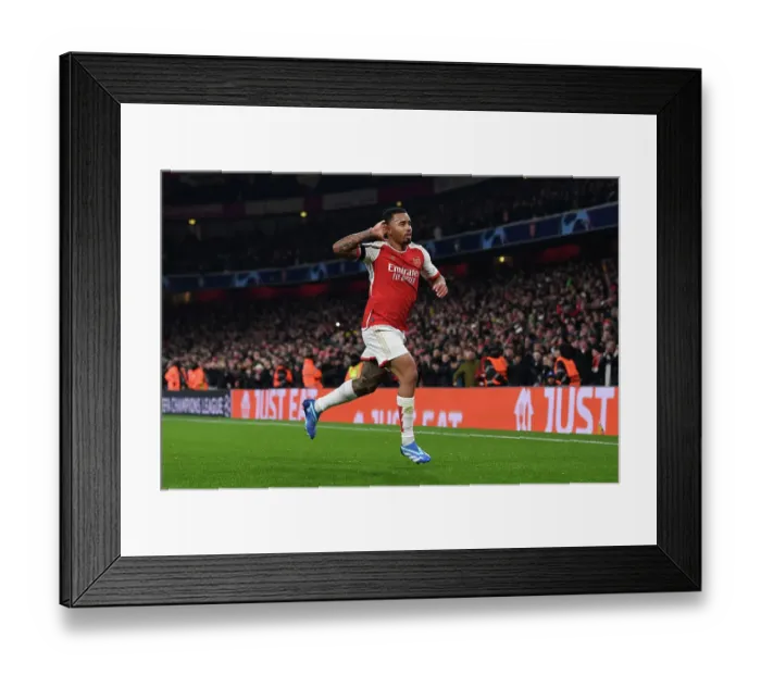 Framed Print : Arsenal's Gabriel Jesus Scores Second Goal in Champions League Victory over RC Lens (2023-24) Framed Print : Arsenal's Gabriel Jesus Scores Second Goal in Champions League Victory over RC Lens (2023-24)
