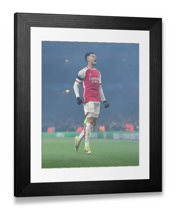 Framed Print : Martinelli's Brace: Arsenal Clinch Champions League Win vs. RC Lens (2023-24)