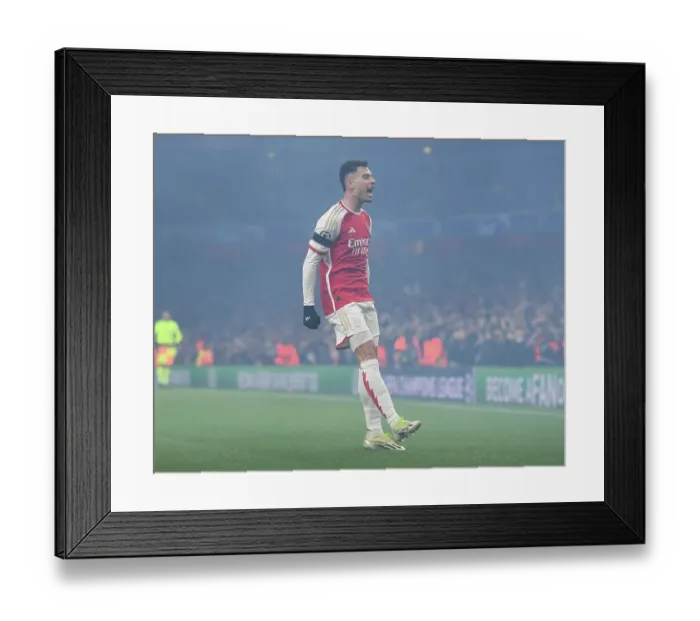Framed Print : Martinelli's Brace: Arsenal Secures Champions League Victory over RC Lens (2023-24)