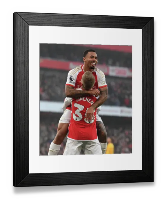 Framed Print : Arsenal's Zinchenko and Jesus Celebrate Goal Against Wolverhampton Wanderers in 2023-24 Premier League Framed Print : Arsenal's Zinchenko and Jesus Celebrate Goal Against Wolverhampton Wanderers in 2023-24 Premier League