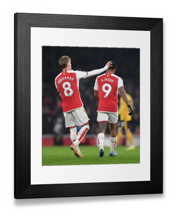 Framed Print : Arsenal's Martin Odegaard and Gabriel Jesus in Action against Wolverhampton Wanderers, 2023-24 Premier League