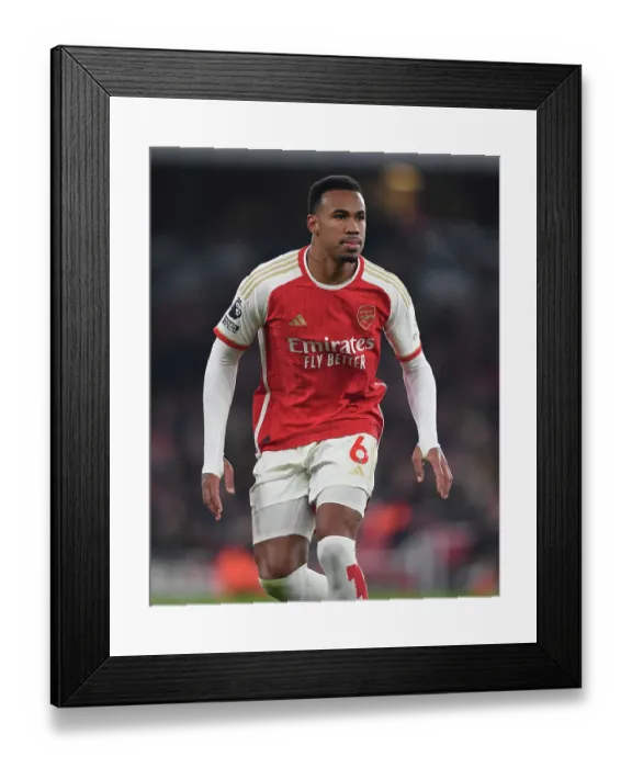 Framed Print : Gabriel Magalhaes Unwavering Determination: Arsenal's Victory Against Wolverhampton Wanderers (2023-24)