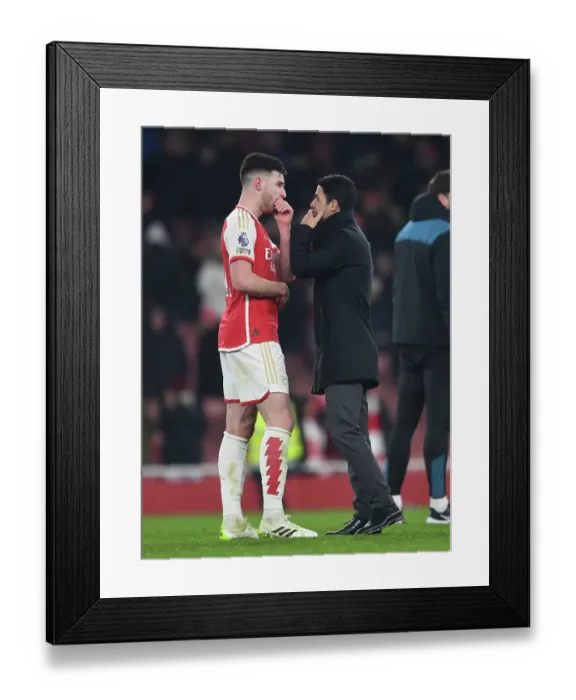 Framed Print : Arsenal's Arteta Chats with Rice after Arsenal v Wolverhampton Wanderers, 2023-24 Premier League Framed Print : Arsenal's Arteta Chats with Rice after Arsenal v Wolverhampton Wanderers, 2023-24 Premier League