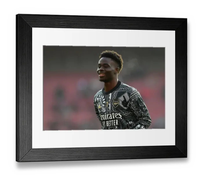 Framed Print : Bukayo Saka Gears Up: Arsenal vs. Wolverhampton Wanderers, Premier League 2023-24