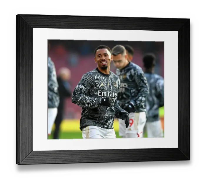 Framed Print : Gabriel Jesus's Focused Warm-Up: Arsenal's Star Forward Prepares for Arsenal vs. Wolverhampton Wanderers, 2023-24 Premier League Framed Print : Gabriel Jesus's Focused Warm-Up: Arsenal's Star Forward Prepares for Arsenal vs. Wolverhampton Wanderers, 2023-24 Premier League