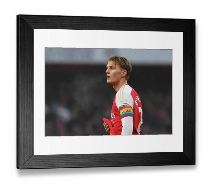 Framed Print : Arsenal's Martin Odegaard Sports Rainbow Laces Captains Armband vs. Wolverhampton Wanderers (2023-24) Framed Print : Arsenal's Martin Odegaard Sports Rainbow Laces Captains Armband vs. Wolverhampton Wanderers (2023-24)