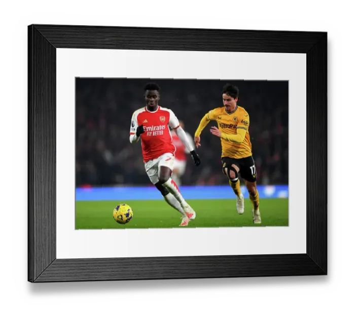 Framed Print : Saka vs. Bueno: A Tense Showdown in Arsenal vs. Wolverhampton Wanderers Premier League Clash, 2023-24 Framed Print : Saka vs. Bueno: A Tense Showdown in Arsenal vs. Wolverhampton Wanderers Premier League Clash, 2023-24
