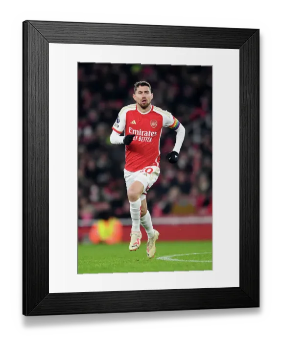 Framed Print : Arsenal vs. Wolverhampton Wanderers: Jorginho's Intense Focus at Emirates Stadium (Premier League 2023-24)