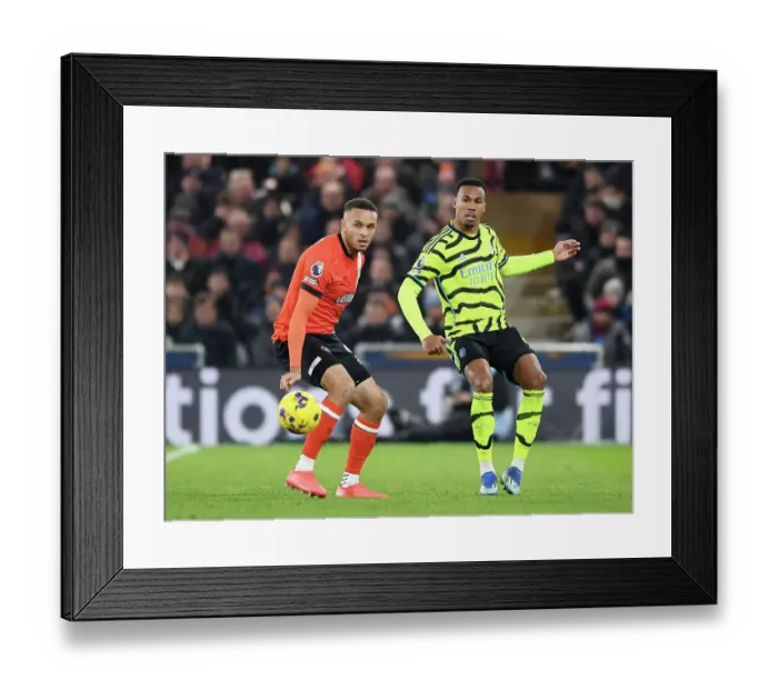 Framed Print : Arsenal's Gabriel Outmaneuvers Luton's Morris in Premier League Clash (Luton Town vs Arsenal 2023-24) Framed Print : Arsenal's Gabriel Outmaneuvers Luton's Morris in Premier League Clash (Luton Town vs Arsenal 2023-24)