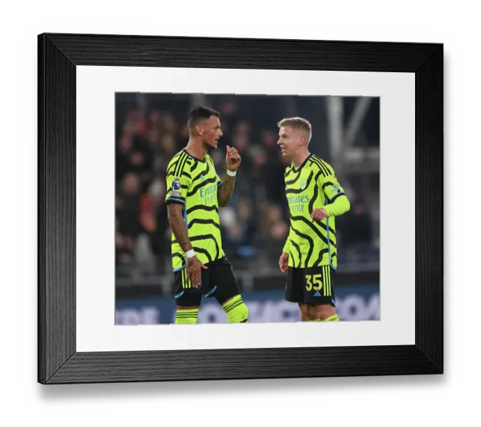 Framed Print : Arsenal's White and Zinchenko in Action against Luton Town (2023-24)