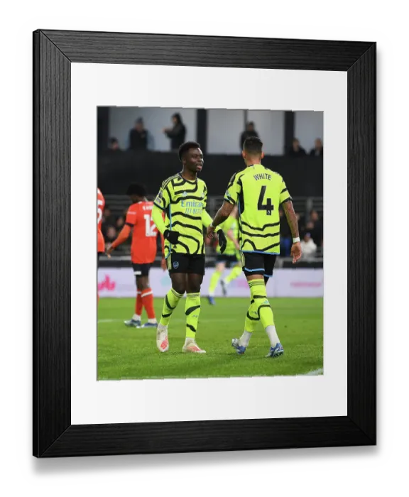 Framed Print : Arsenal's Bukayo Saka and Ben White Celebrate 2nd Goal vs. Luton Town (2023-24) Framed Print : Arsenal's Bukayo Saka and Ben White Celebrate 2nd Goal vs. Luton Town (2023-24)