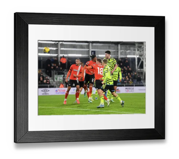 Framed Print : Arsenal's Rice Scores Fourth Past Luton Town in Premier League Clash (2023-24)