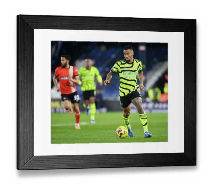 Framed Print : Gabriel Jesus Charges Forward: Luton Town vs. Arsenal FC, Premier League 2023-24