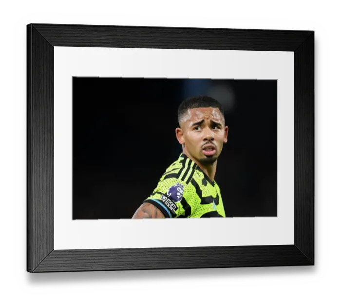 Framed Print : Gabriel Jesus Watches On: Luton Town vs. Arsenal FC, Premier League 2023-24