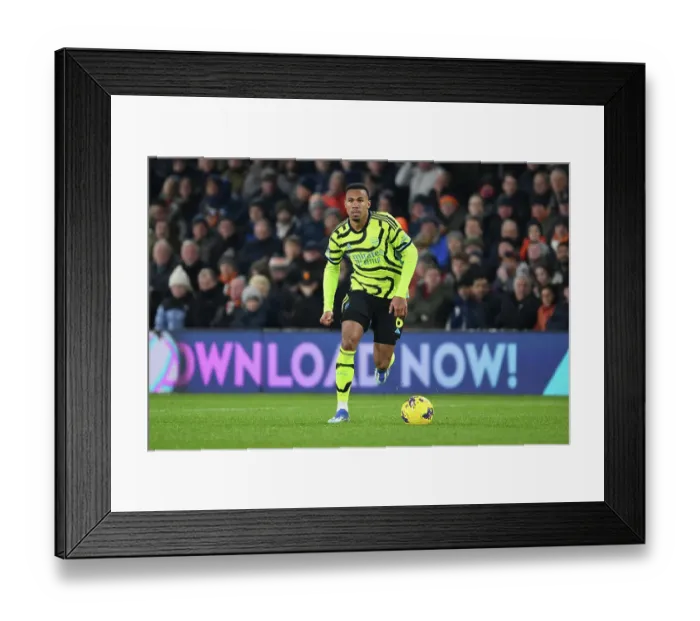 Framed Print : Gabriel in Action: Arsenal vs. Luton Town, Premier League 2023-24