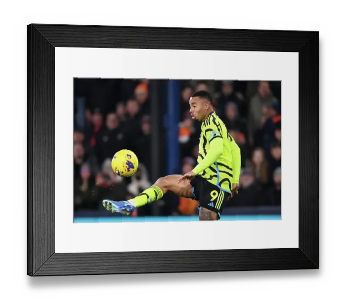 Framed Print : Gabriel Jesus in Control: Arsenal's Premier League Victory over Luton Town (2023-24)