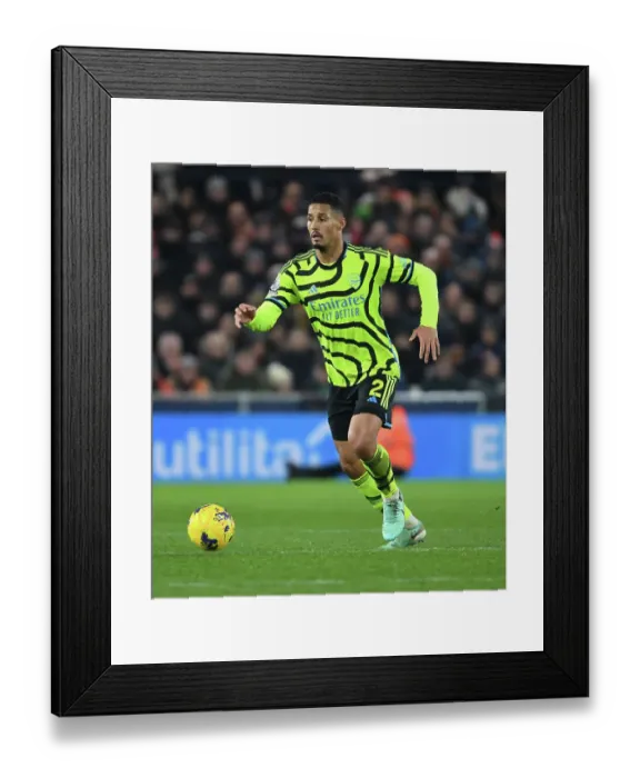 Framed Print : William Saliba in Action: Luton Town vs. Arsenal FC, Premier League 2023-24