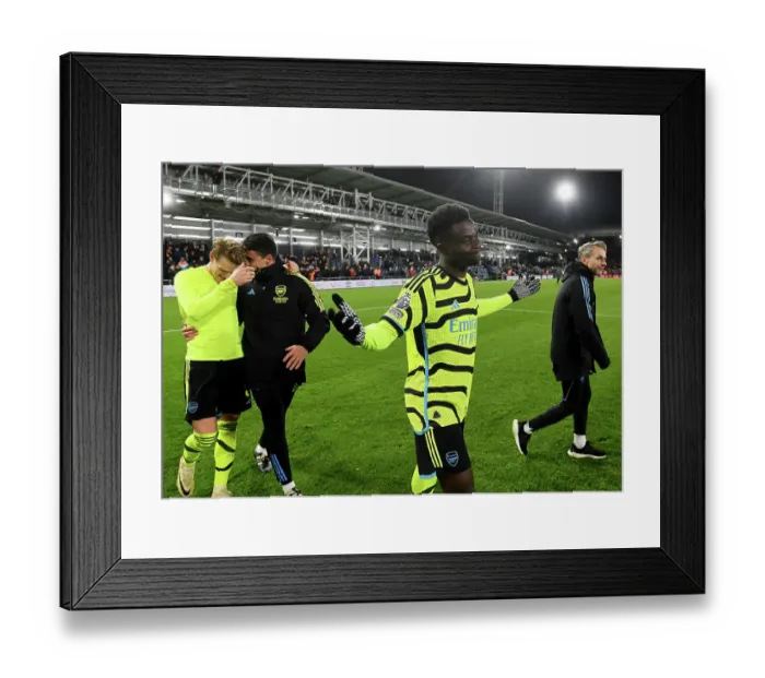 Framed Print : Arsenal's Bukayo Saka Celebrates Victory Over Luton Town in 2023-24 Premier League