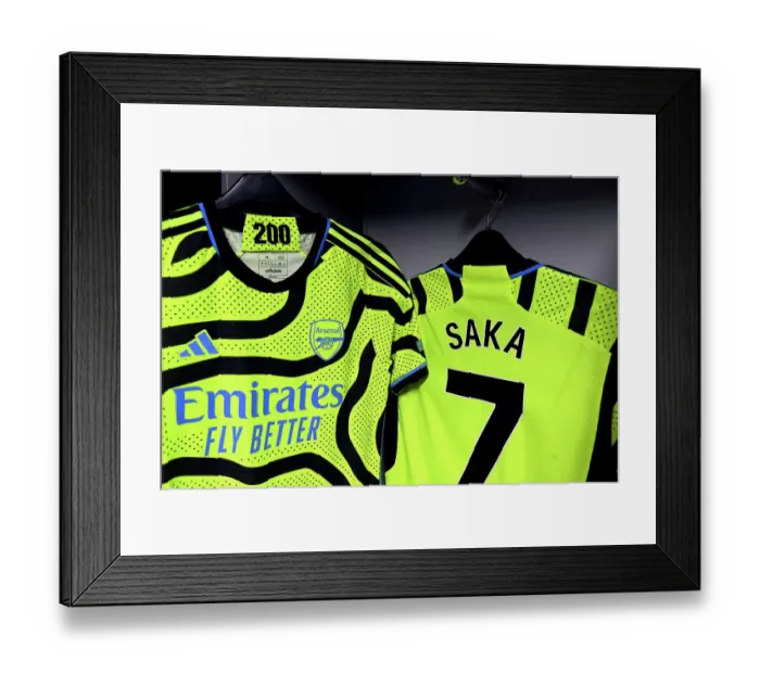 Framed Print : Bukayo Saka's Milestone 200th Arsenal Appearance Shirt: Luton Town vs Arsenal (2023-24)