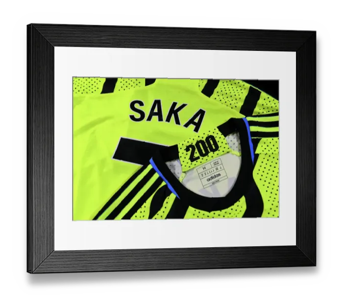 Framed Print : Bukayo Saka's Milestone 200th Arsenal Appearance Shirt: Luton Town vs Arsenal (2023-24) Framed Print : Bukayo Saka's Milestone 200th Arsenal Appearance Shirt: Luton Town vs Arsenal (2023-24)