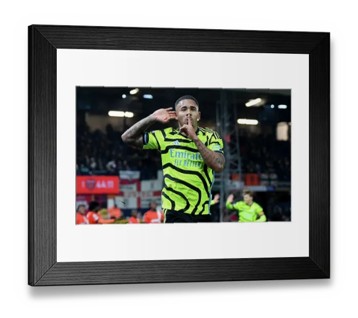 Framed Print : Gabriel Jesus Scores Arsenal's Second Goal: Luton Town 0-2 Arsenal, Premier League 2023-24