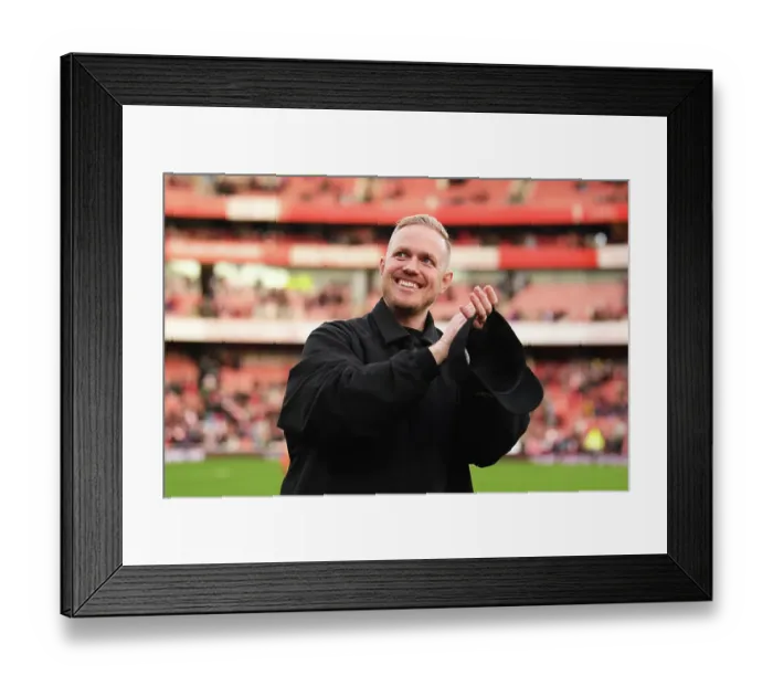 Framed Print : Arsenal Women's Super League Victory: Jonas Eidevall's Emotional Reunion with Adoring Fans (Arsenal vs. Chelsea 2023-24)